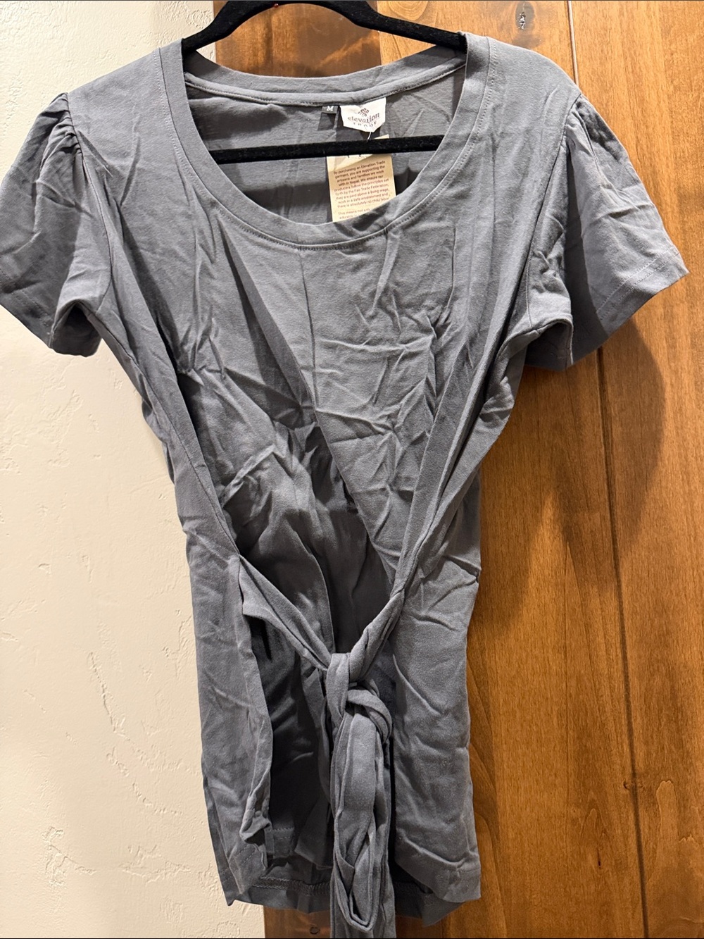 Tie-Front Short Sleeve Tee in Gray by Market & Spruce
